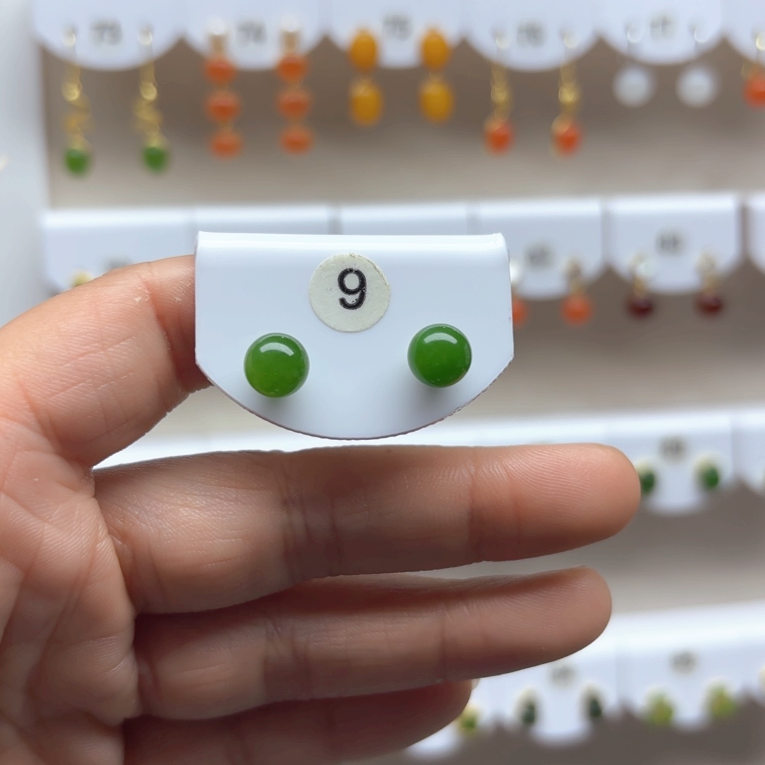 和田玉耳饰18K金镶嵌