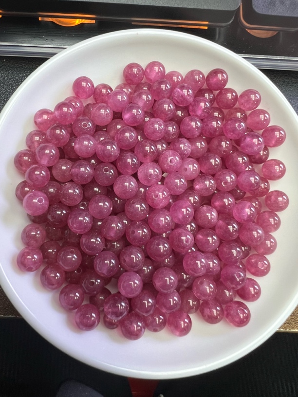 天然珠宝玉石  粉碧玺Q321  卡6MM   50颗（赠弹力绳）