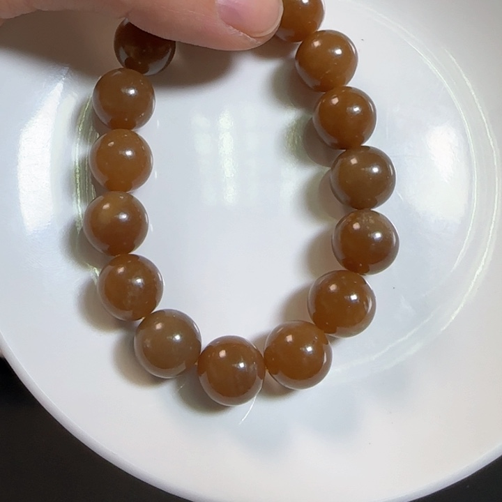 和田玉手链未镶嵌新疆糖玉卡12mm