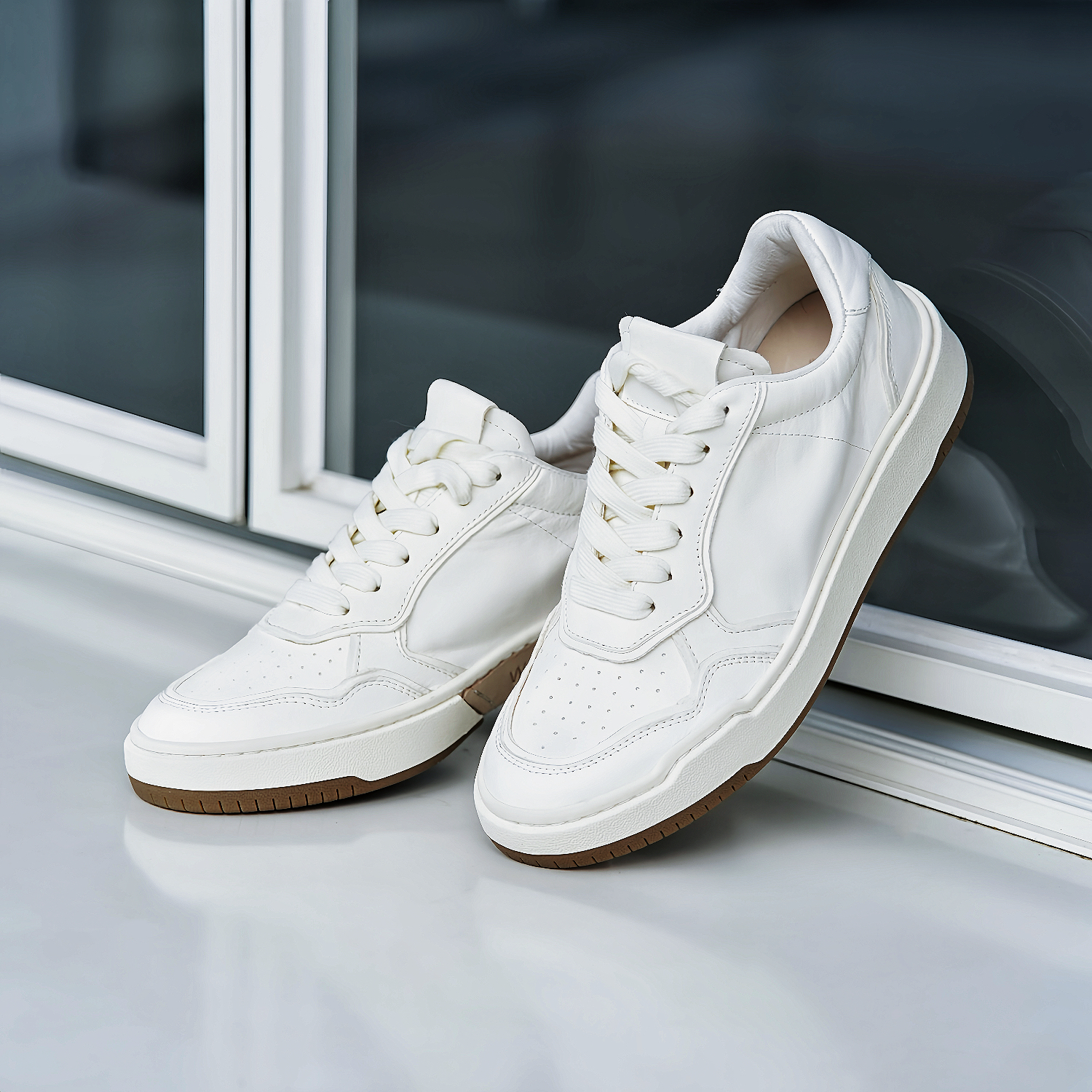 西部印像系带运动低帮休闲鞋板鞋女时尚百搭厚底马皮小白鞋11091