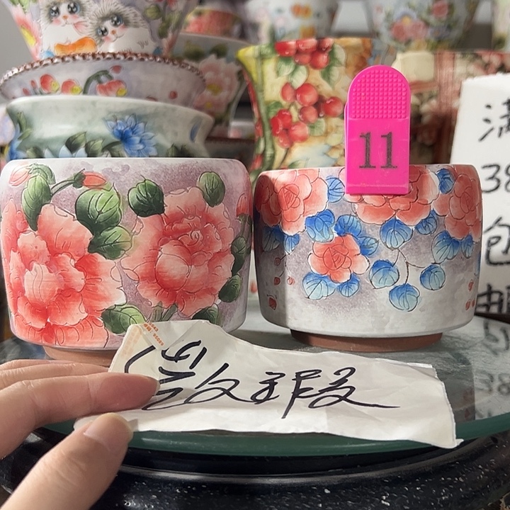 景德镇手绘花盆 满38包邮
