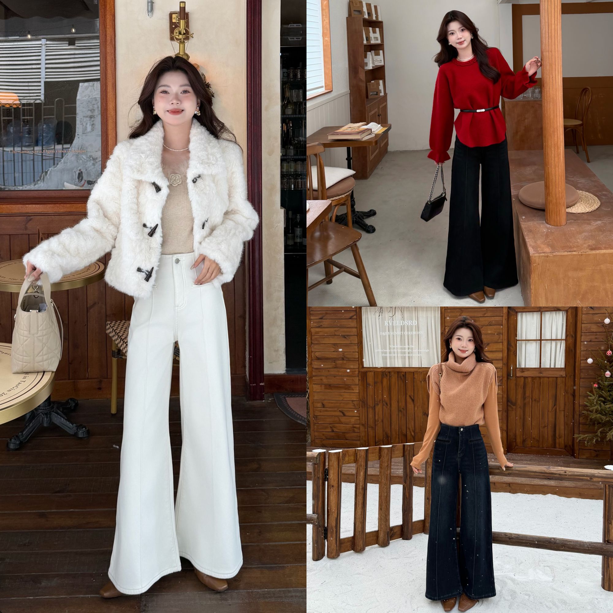 【来回百搭】冬季假口袋设计感高腰显瘦牛仔裤女加绒加厚直筒阔腿裤