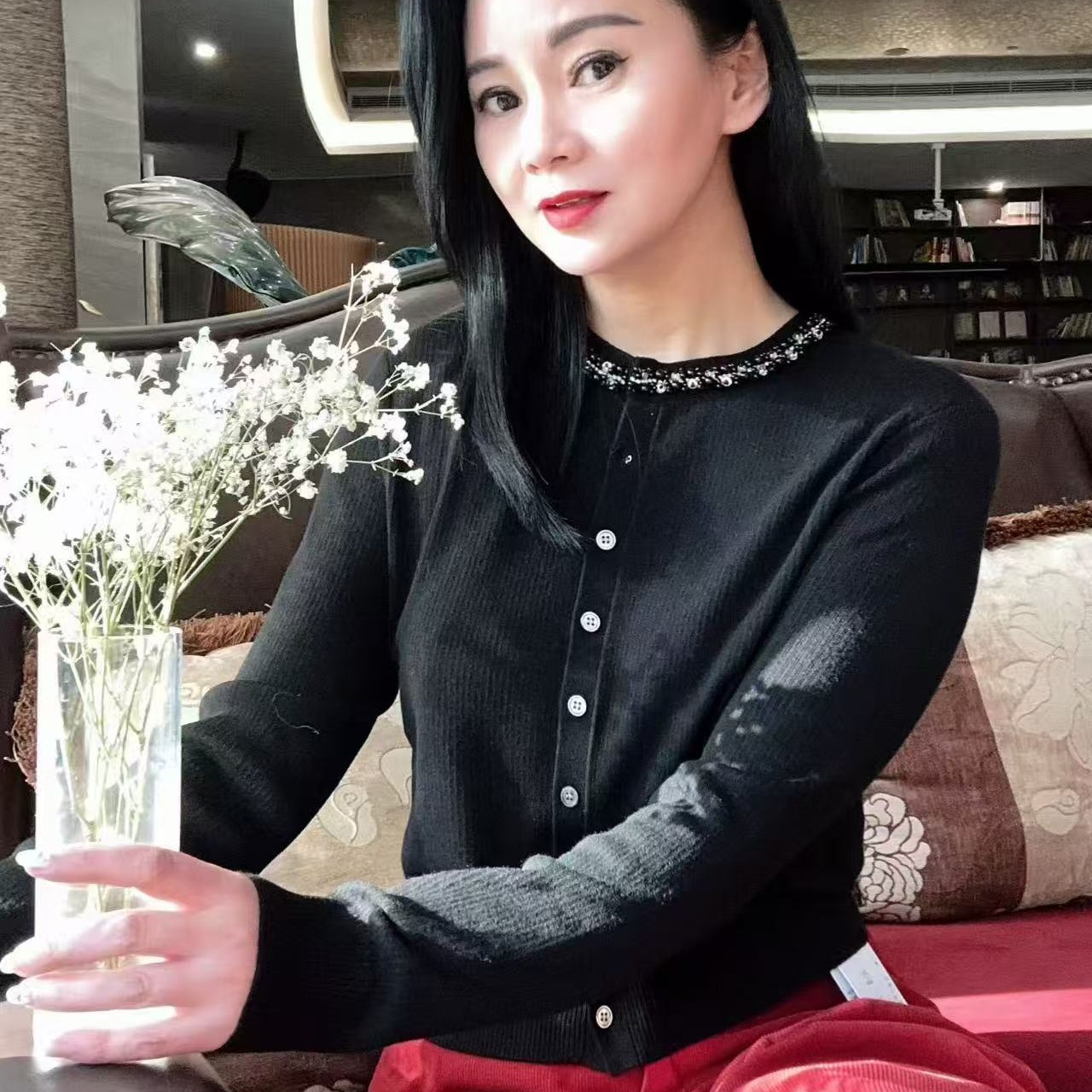 打底衫毛针织衫上衣显身材长袖极简风蕾丝常规毛衣女
