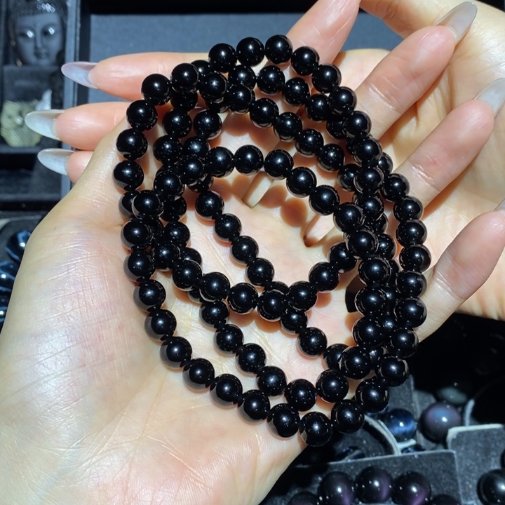 黑曜岩手链未镶嵌佛*
