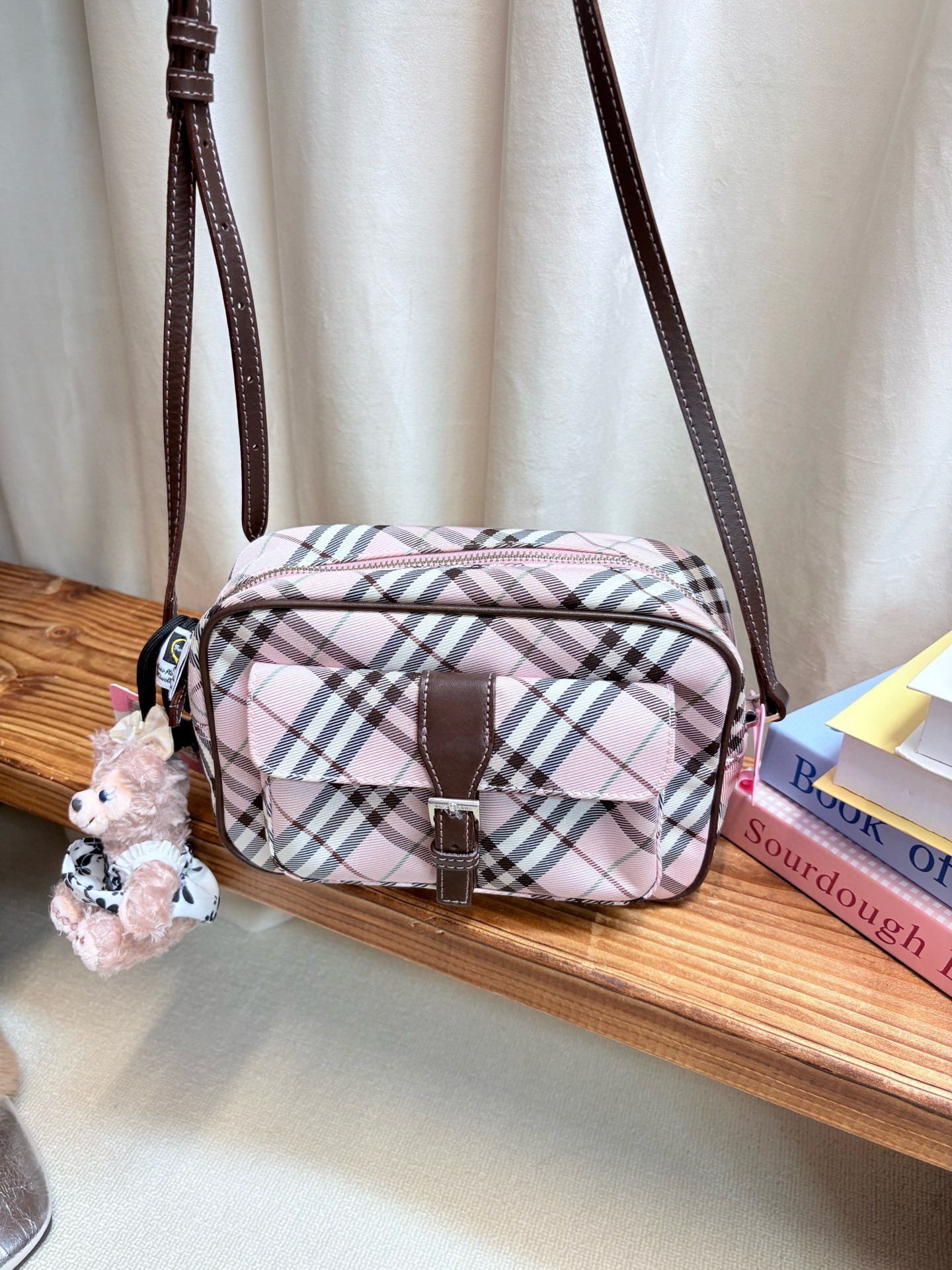 95新 BURBERRY/博柏利 博柏利 经典格纹相机斜挎包 (K)