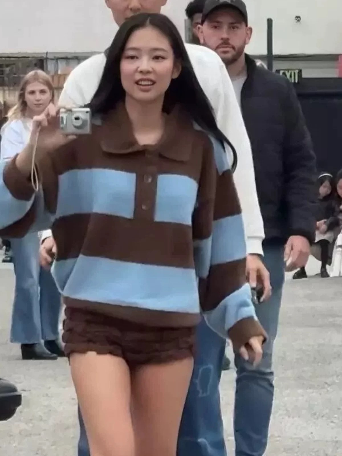 韩国  Jennie同款 L*RTIGE*T撞色条纹Polo领针织衫毛衣