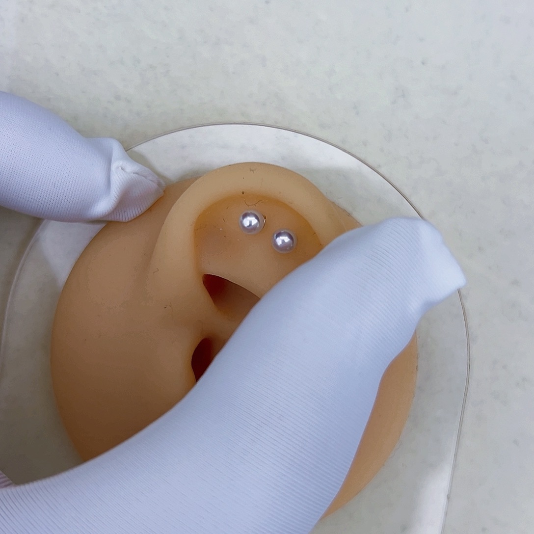 海水珍珠海水akoya天女耳钉3-4mm银S925镶嵌