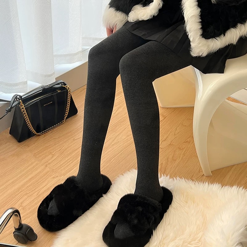 6008 连脚/踩脚裤婴儿绒棉220克 竖条纹打底裤 保暖高腰 高弹力