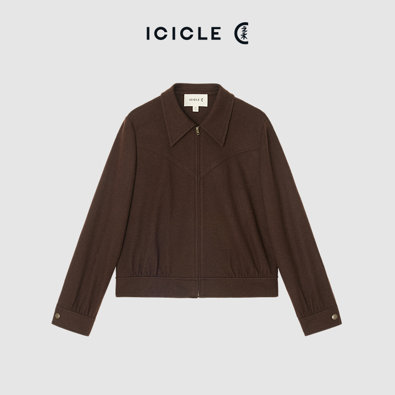 【9.5上新】ICICLE之禾25早秋新品厚羊毛针织布夹克外套1078