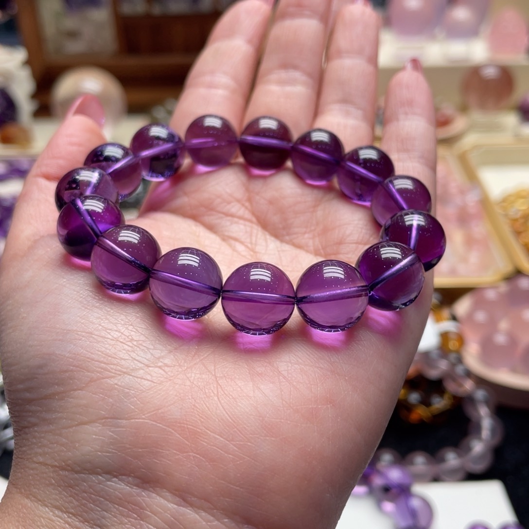 未镶嵌手链紫晶小**生紫水晶12mm