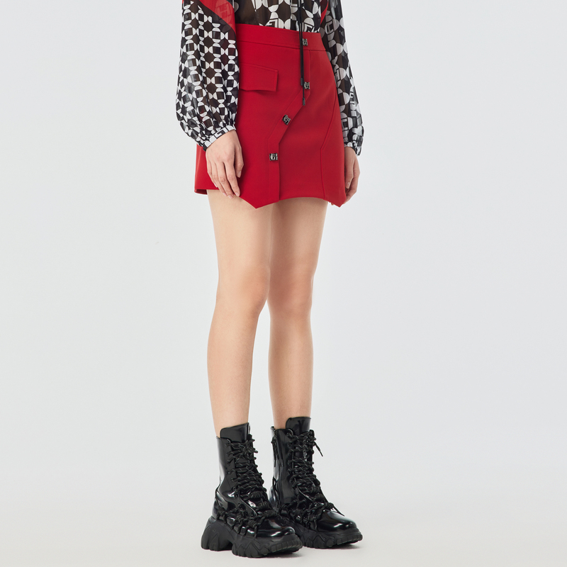 H·GENTEEL荷高 2023春季新品风格款金属扣装饰裙裤GUD11720643-1