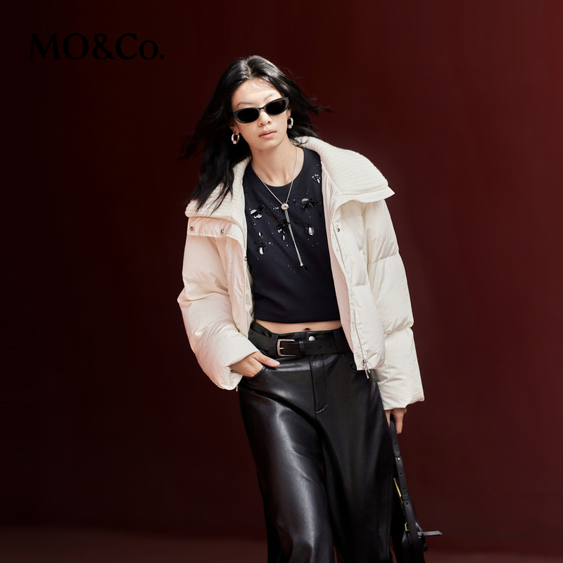 【陈嘉尔专属】MOCO羽绒服冬鸭绒大翻领短款蓬松廓形外套MBD4EINT11