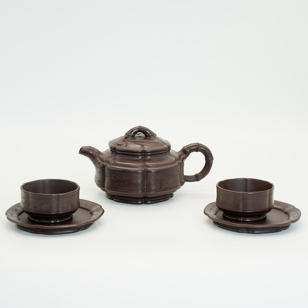 花器巨匠双大候选人高建芳-湘妃竹套组-紫泥- 容量320cc