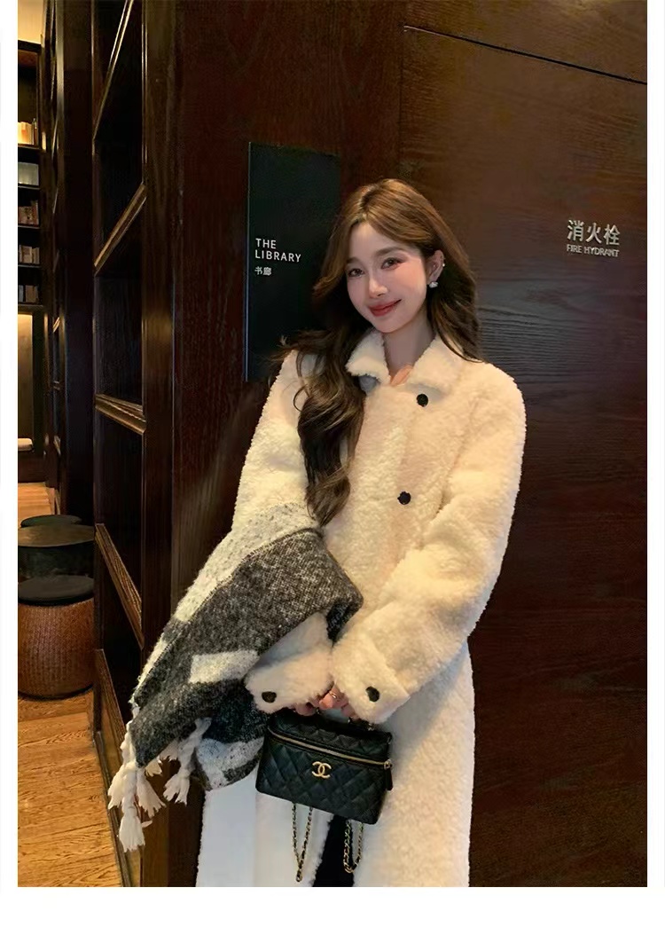 人造皮草 暮色巴黎羊剪绒大衣中长款仿羊羔毛皮草外套2637