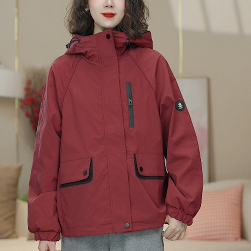 2025年春新款时尚连帽外套女士短款上衣休闲百搭防风风衣女806