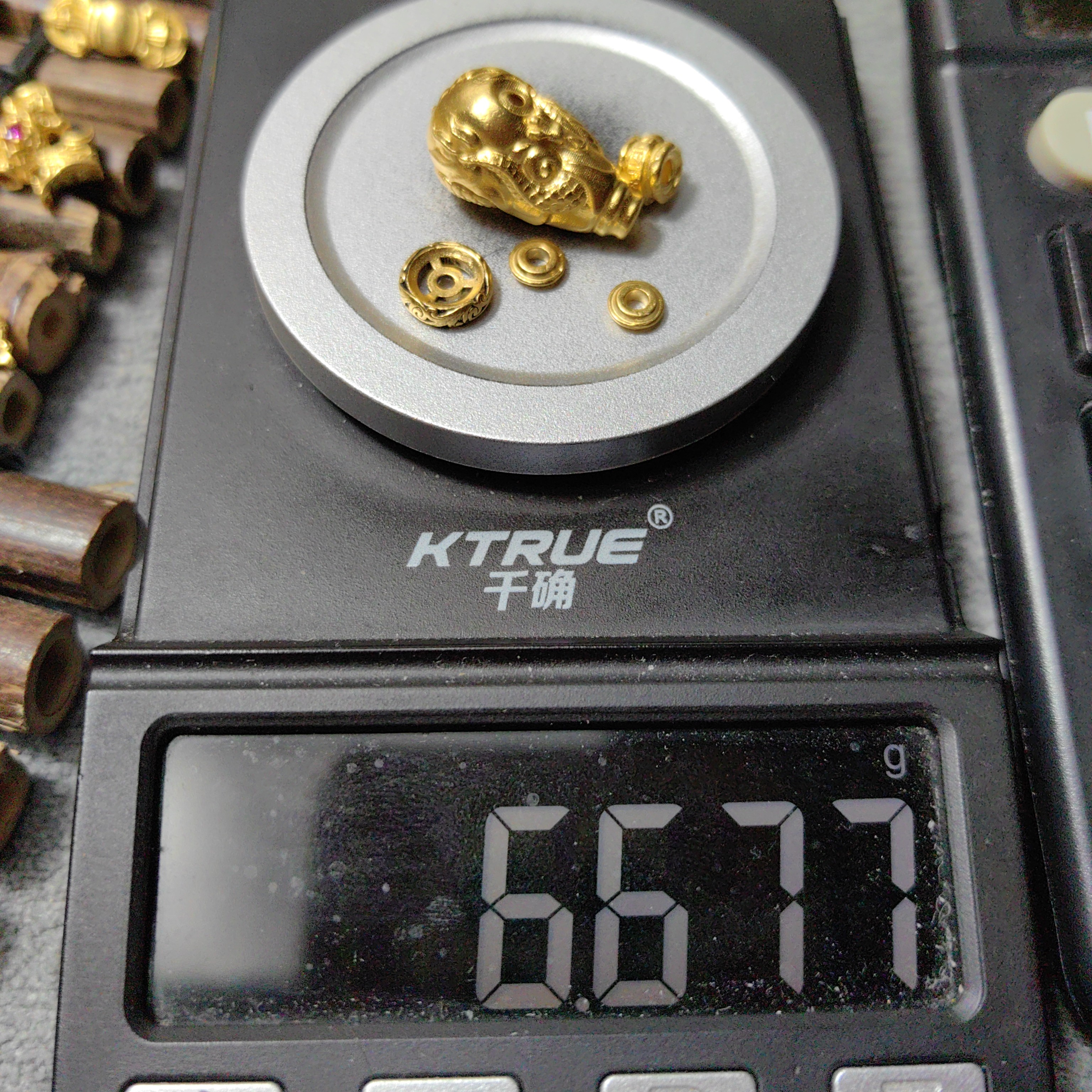 足金999三通卡环黄金文玩配饰