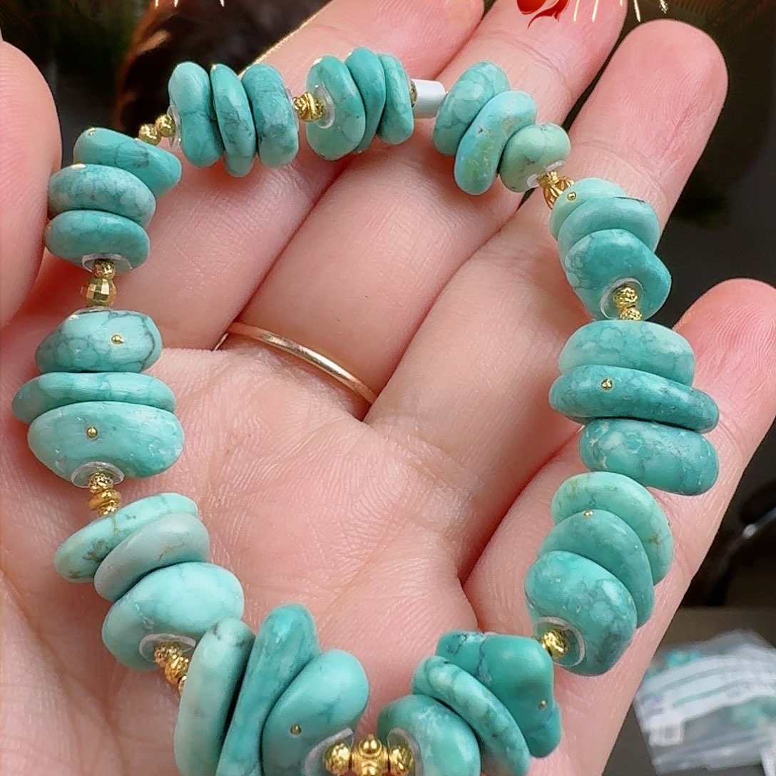 绿松石珠宝奇石18K金镶嵌