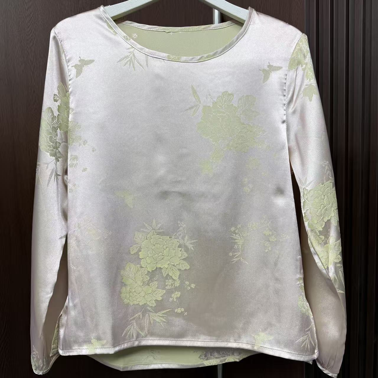 【纯纯】国风新中式时尚气质上衣全真丝保暖秋冬长袖休闲打底衫53