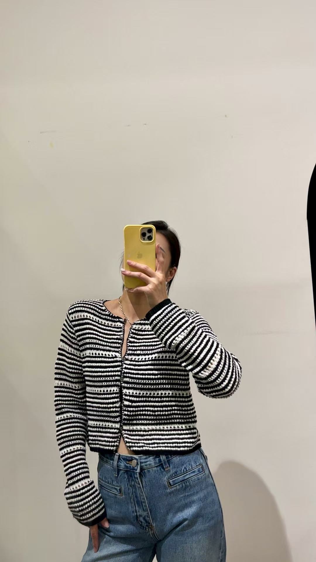 蜕变新款条纹针织开衫