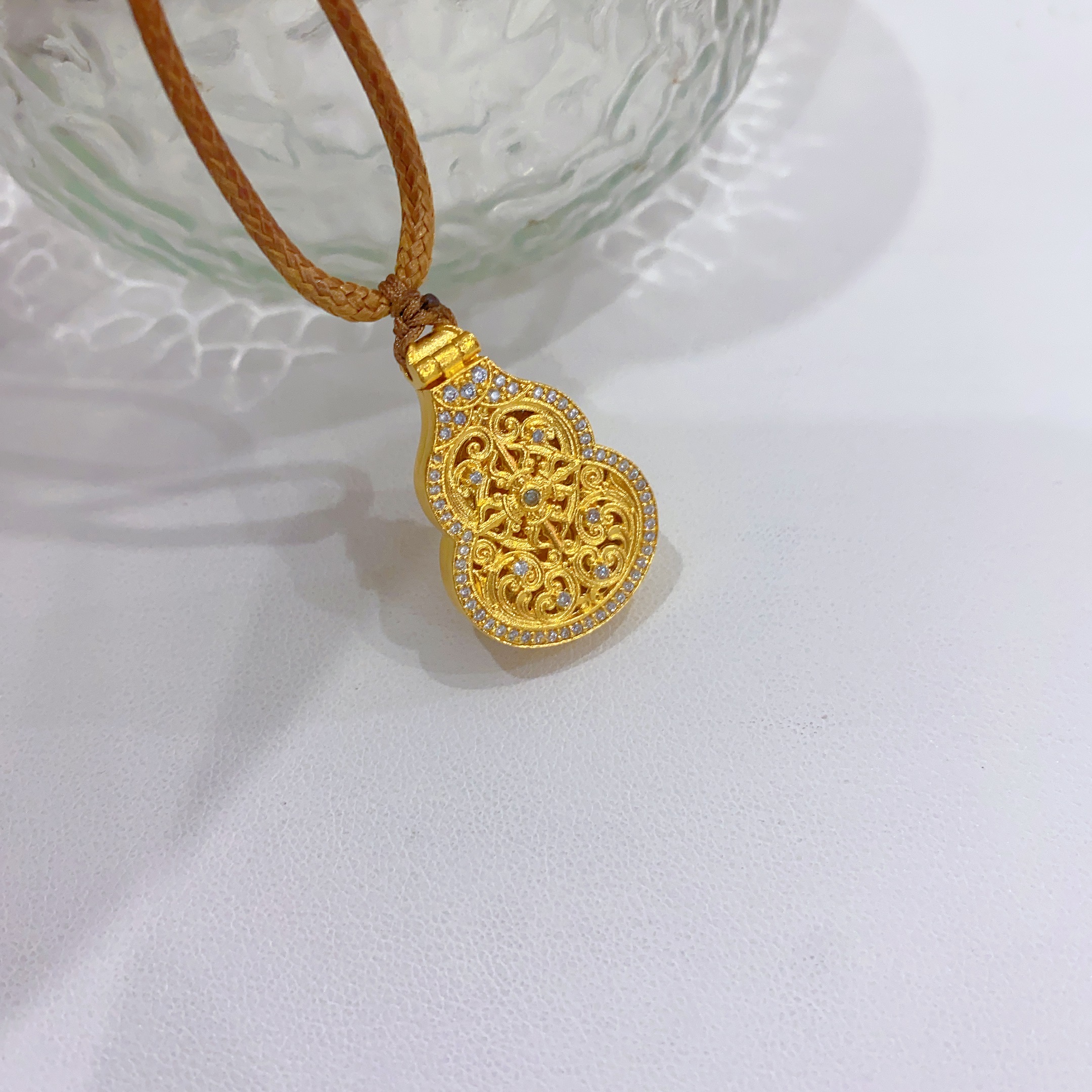 吊坠足银 阿弥陀佛镂空花丝小葫芦镶钻吊坠福禄如意赠礼佳品