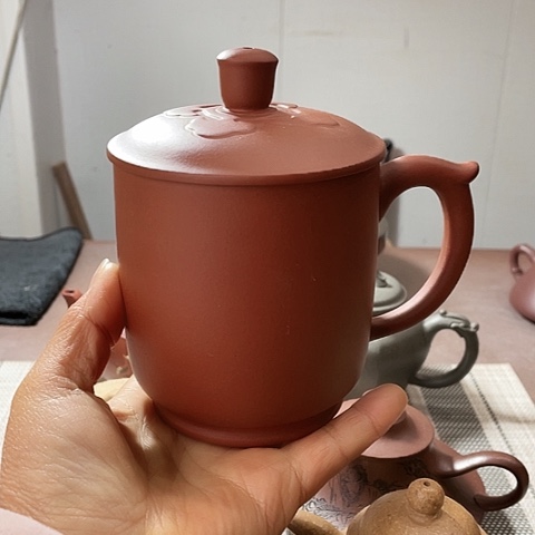 紫砂茶壶原矿红皮龙，盖杯，380 c c