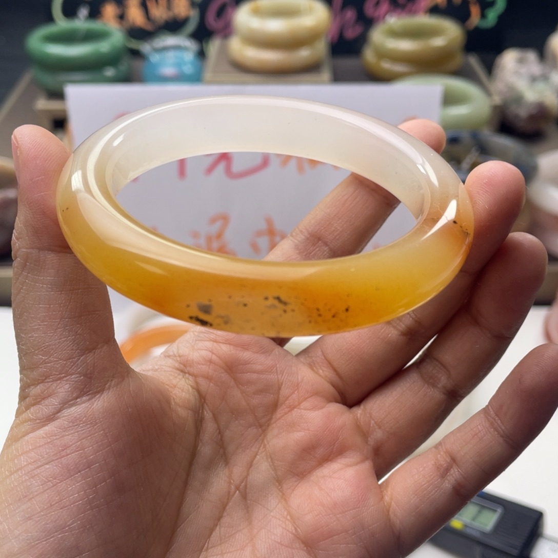 石英质玉（非洲翠）合金手镯59不退不换