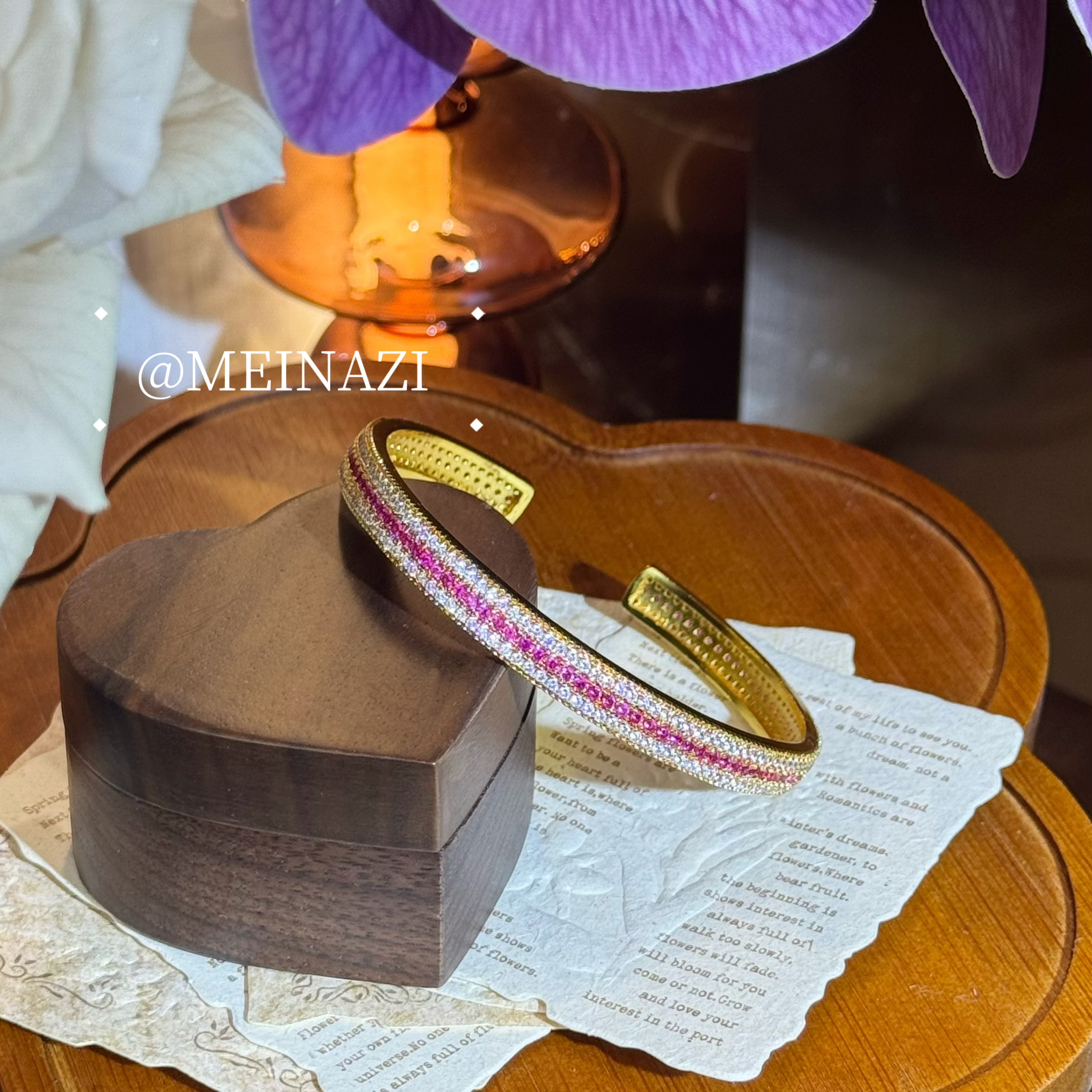 MEINAHUI/三排钻蔷薇手镯（开口）Z00160