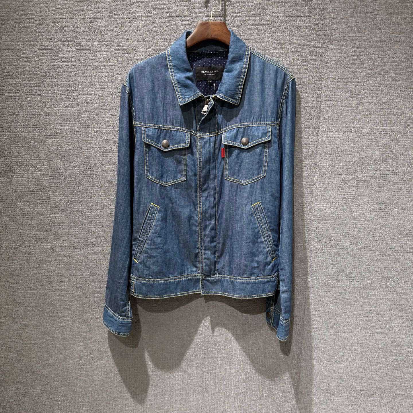 99新 BURBERRY/博柏利 black label 蓝色长袖衬衫 99新M码/6232