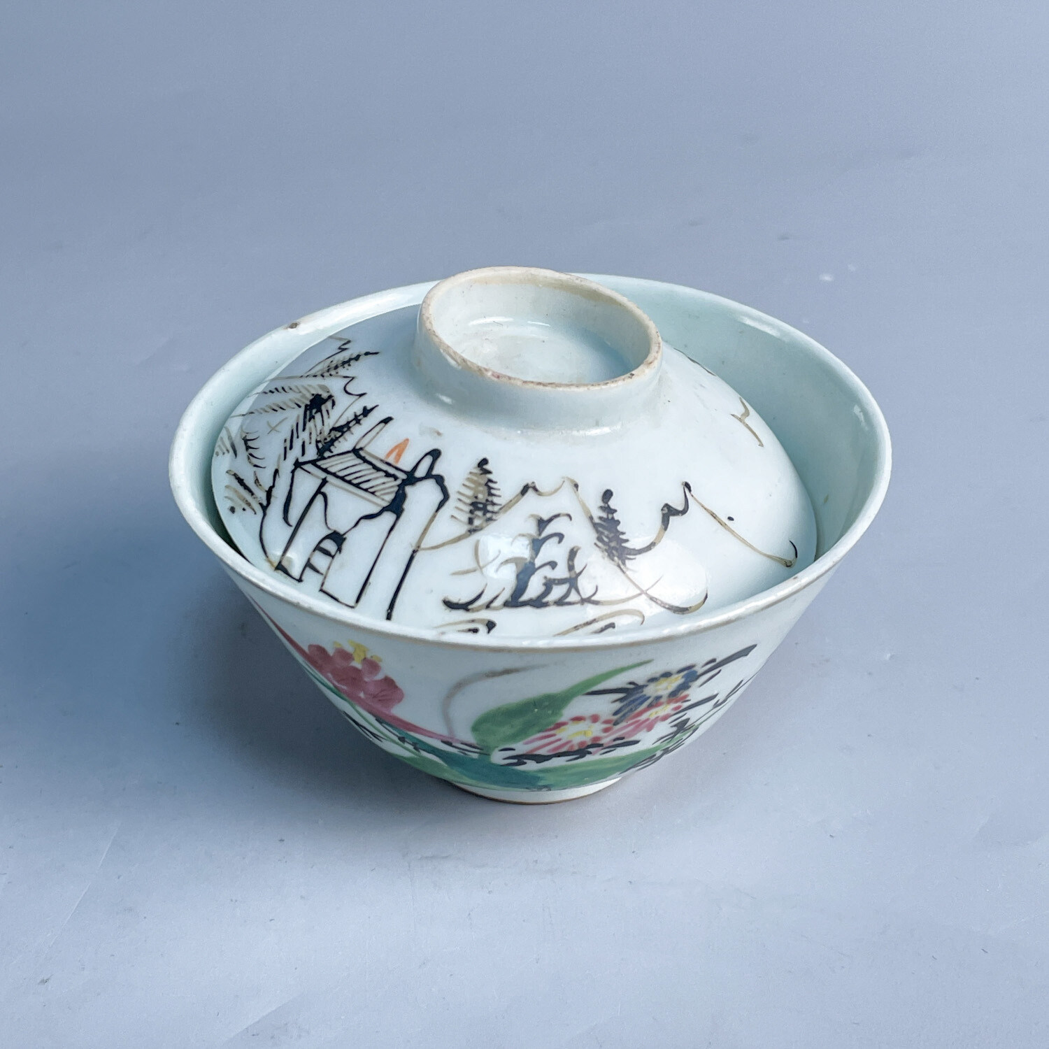 M25GV015839 - 晚清民国  粉彩四季花卉纹盖碗（全）28