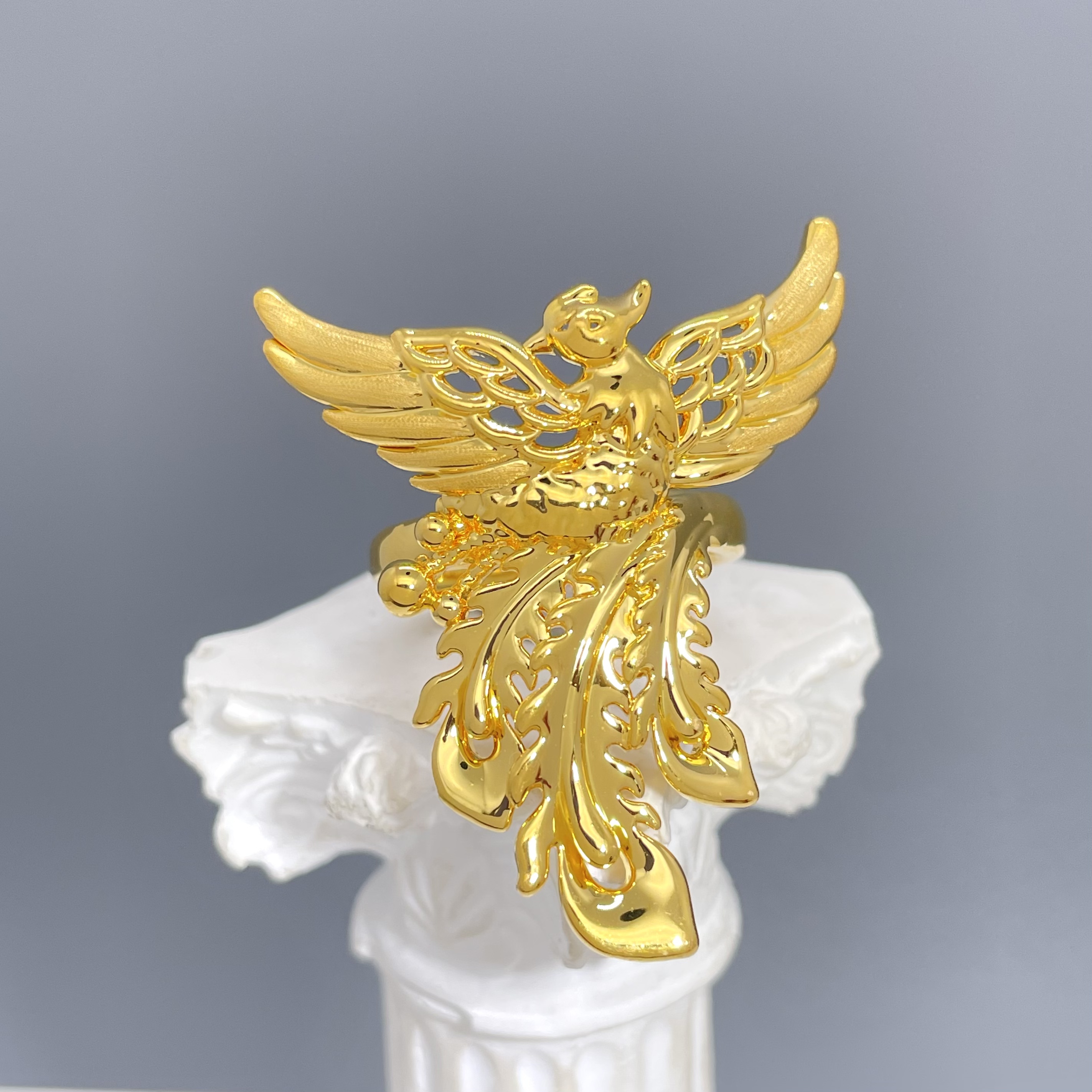 足金黄金凤凰戒指3.02-3.38克固口15