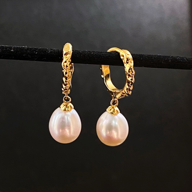 925银耳饰 锤纹水滴  紧致百搭灵动耳环2400540