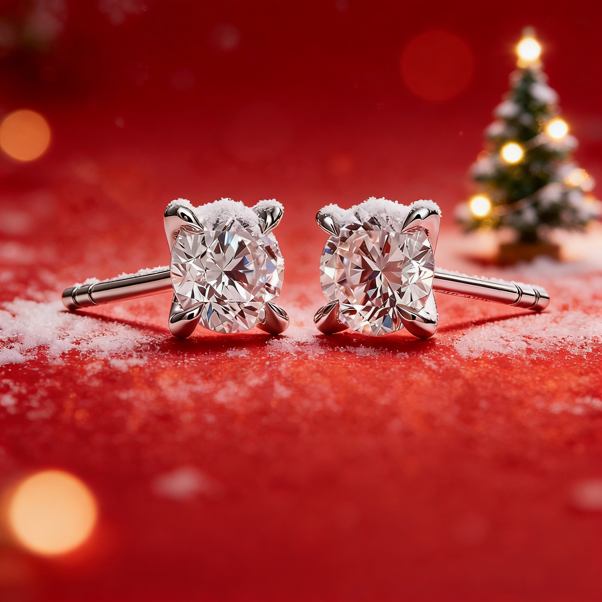 实验室培育钻石30分四爪耳钉灵动培育钻石耳饰铂金镶多样性发货