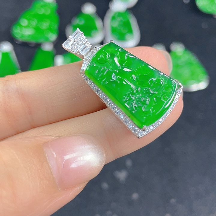 翡翠银S925镶嵌吊坠(不含链)