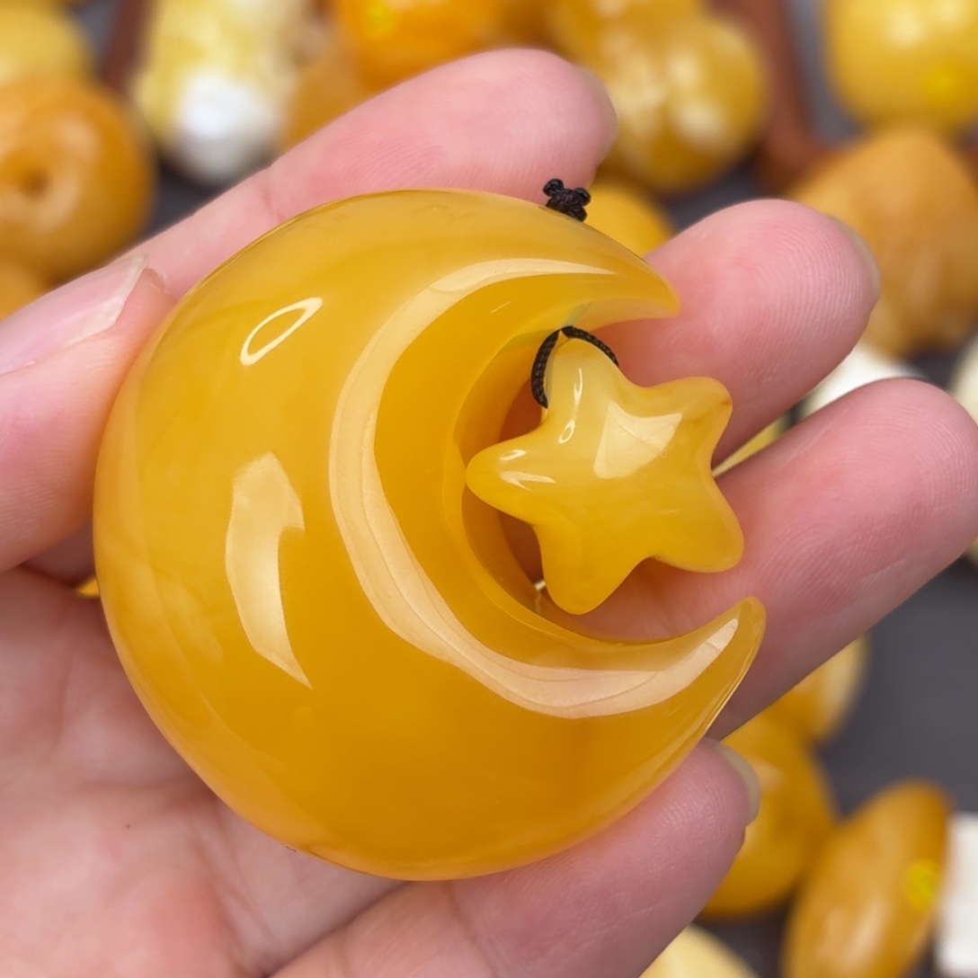 蜜蜡未镶嵌吊坠(不含链)星月