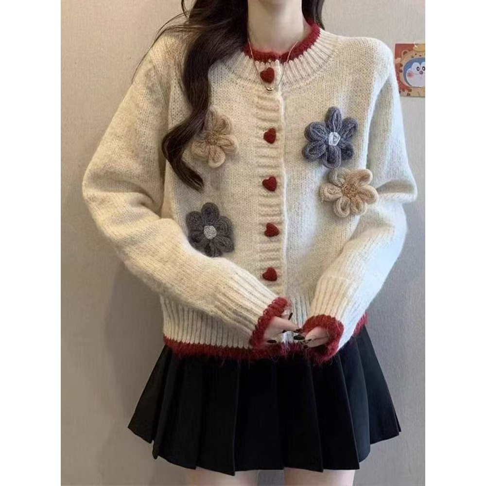 2025新款女款韩系纯羊毛毛衣外套洋气小香风高端洋气慵懒