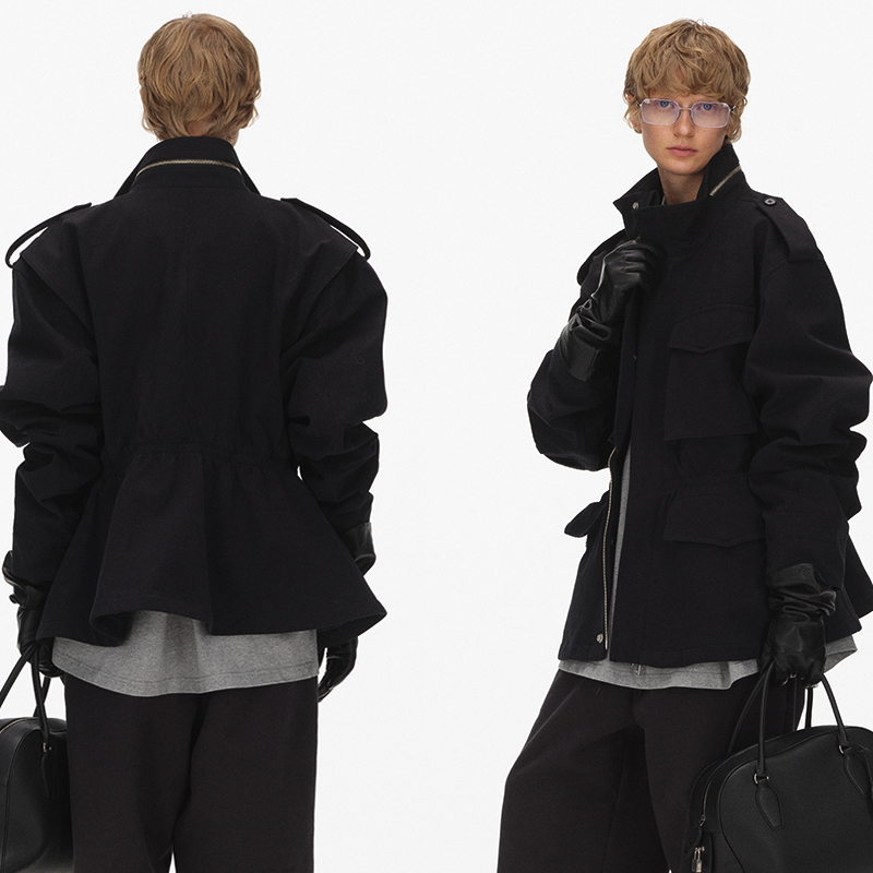 ECHOADE重塑身体轮廓 沙漏X版型高耸立领工装收腰夹克外套