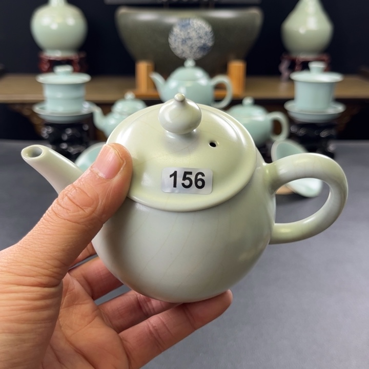 杯仿古釉汝官窑月白官帽壶156号