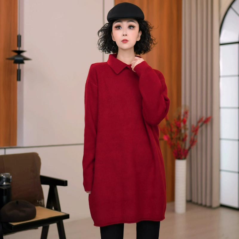 9505冬季新款长袖韩版2025宽松休闲时尚翻领毛衣女