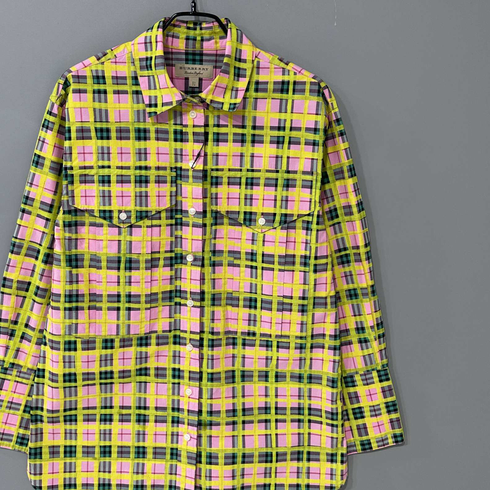 99新 BURBERRY/博柏利 涂鸦格纹长袖衬衫/UK6/81778