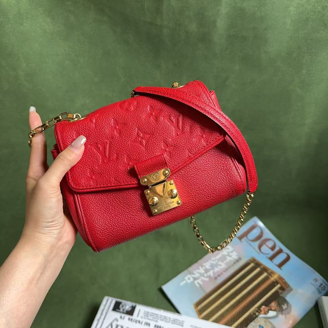 95新 LouisVuitton/路易威登 XR/红色迷你方胖子链条包