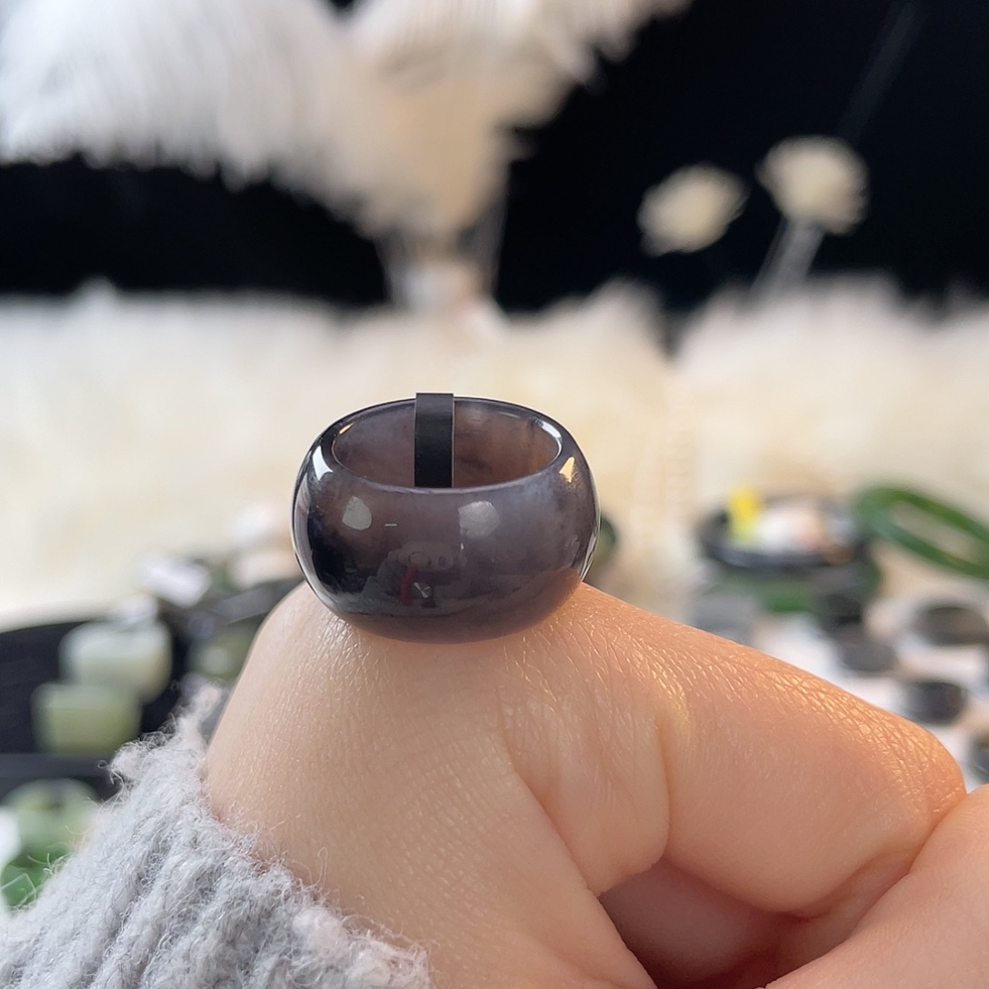 叮***丁和田玉未镶嵌戒指k8帝王紫墩墩11圈