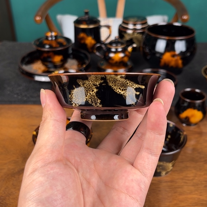 杯鹧鸪斑浅腹马蹄普洱杯