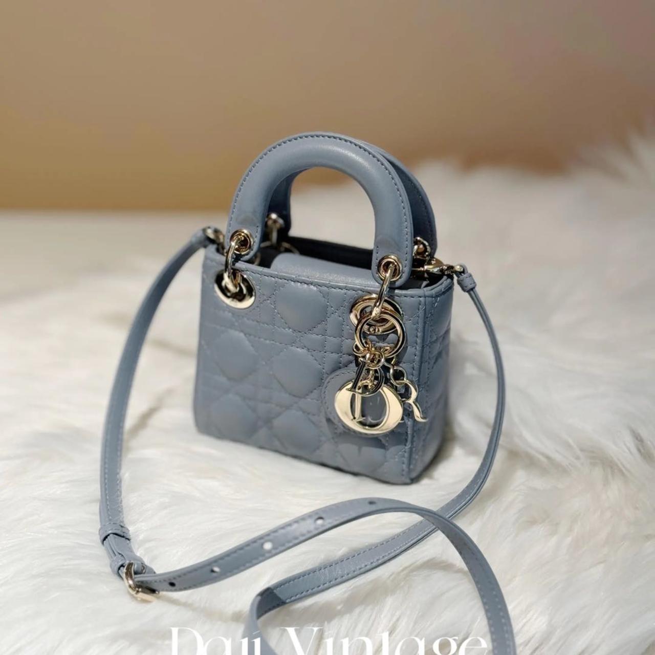 99新 DIOR/迪奥 大吉中古yts/Dior迪奥雾霾蓝mini三格戴妃斜挎包