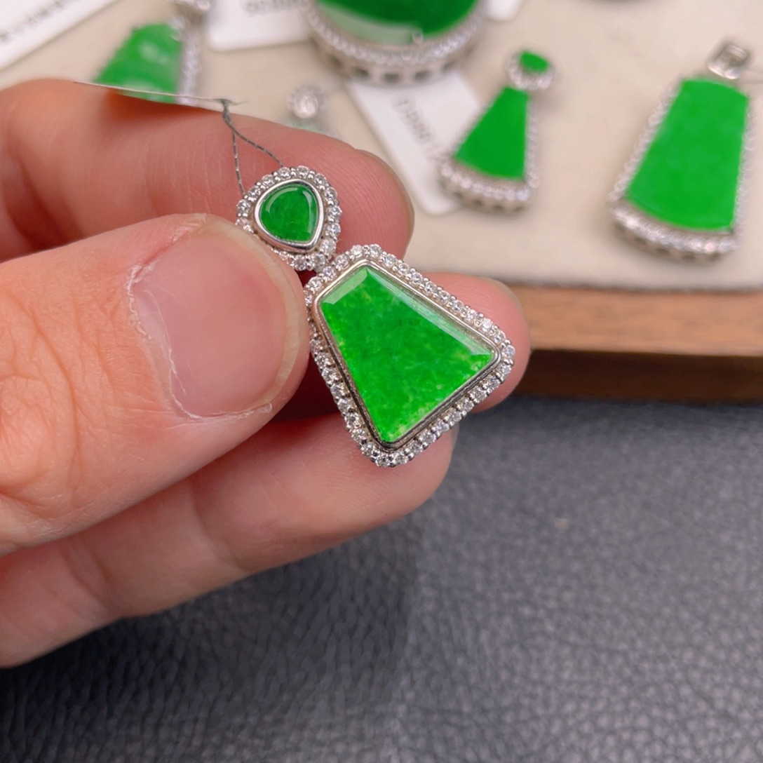 翡翠银S925镶嵌吊坠(不含链)