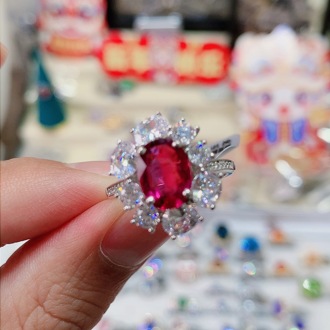 碧玺戒指戒指银S925镶嵌