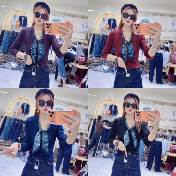 新款高弹力显瘦拼接长袖上衣710