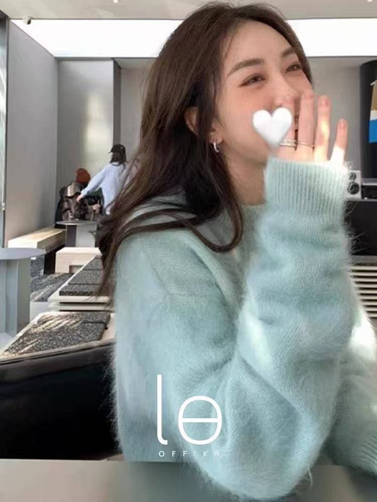 2896【九炫女装】冬至~新款高级设计感圆领纯色时尚拉绒工艺上衣