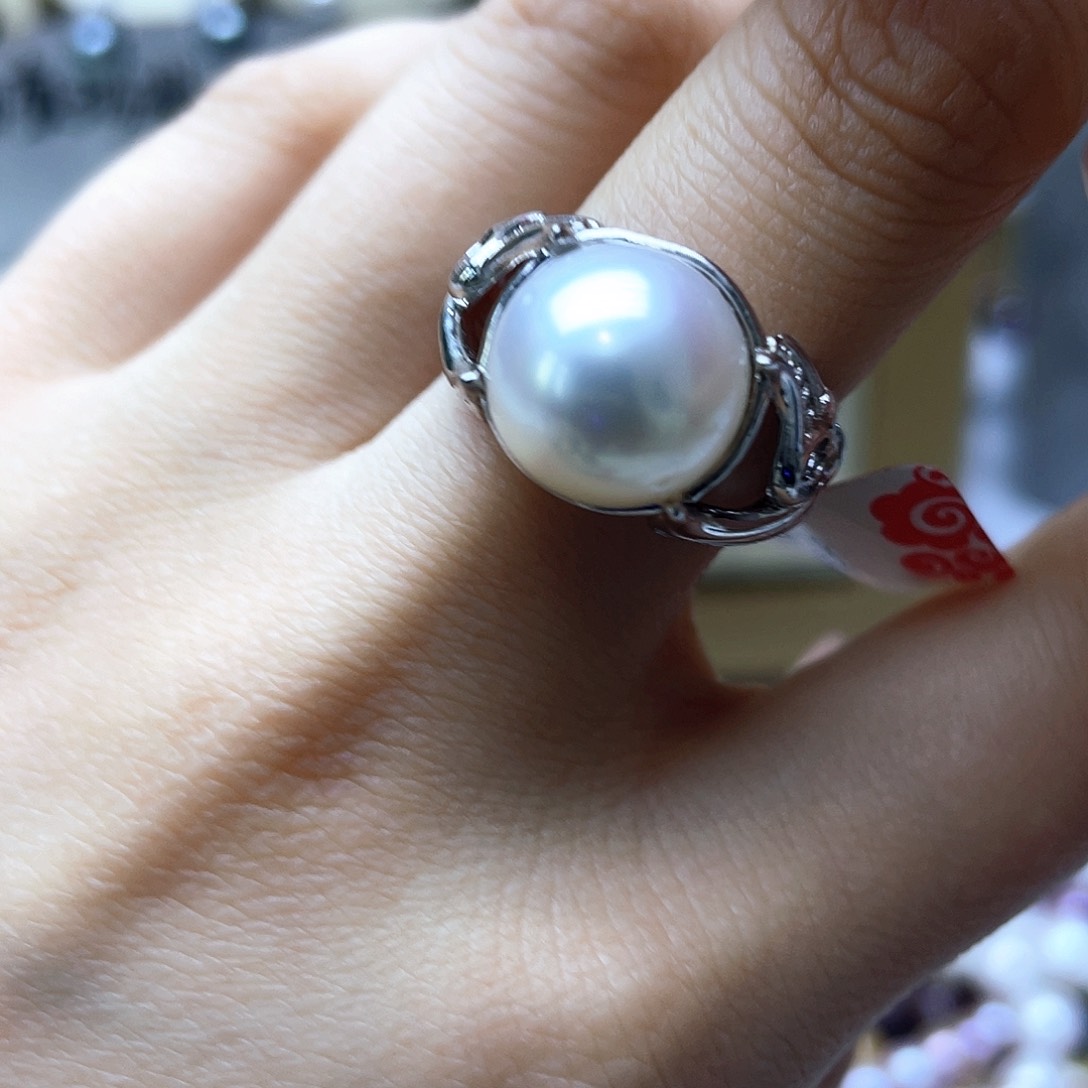 海水珍珠戒指银S925镶嵌