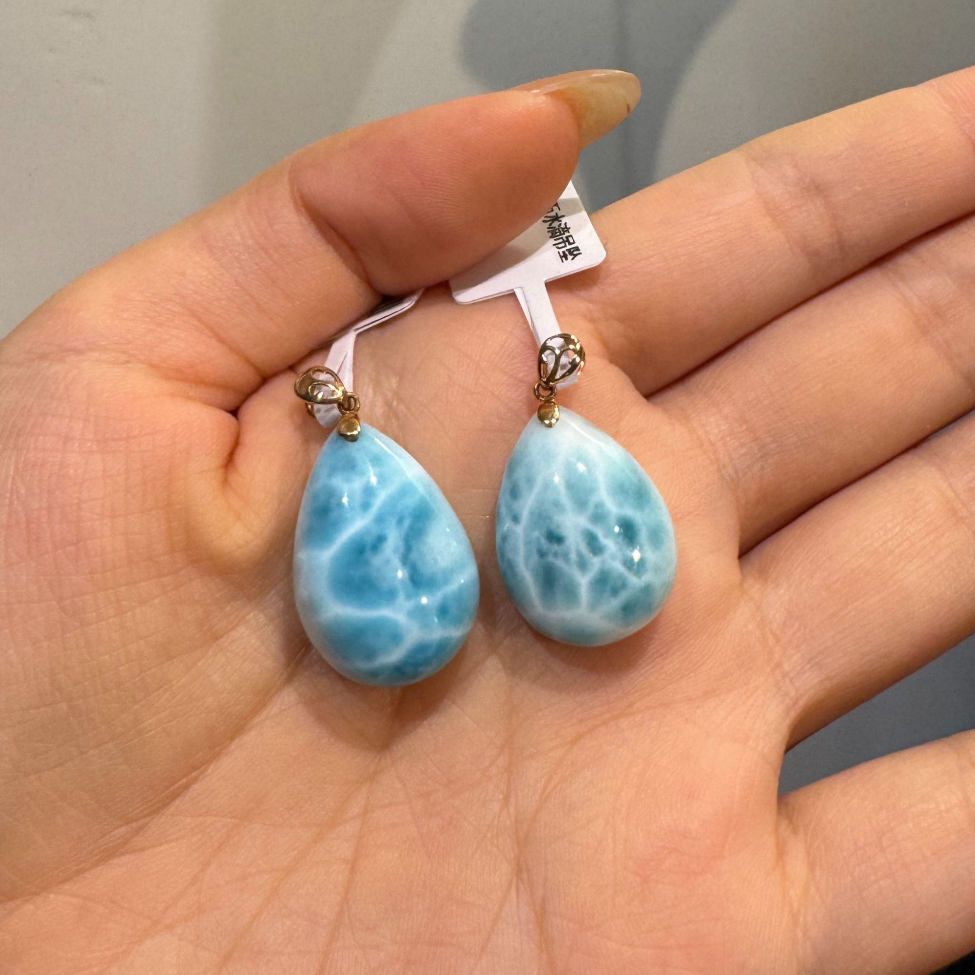 【歪歪】水滴*海纹石吊坠*18K镶嵌（多样性发）A9008