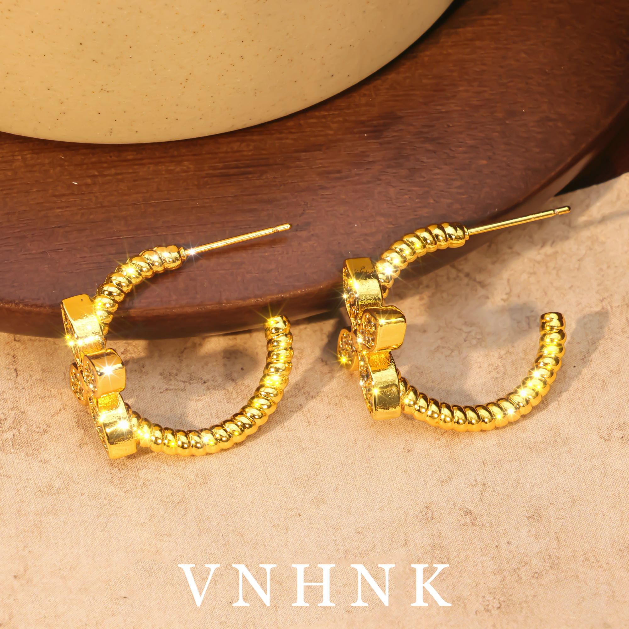 铜合金合成锆石耳饰 美可儿   C259  金色气质时尚百搭耳环预售